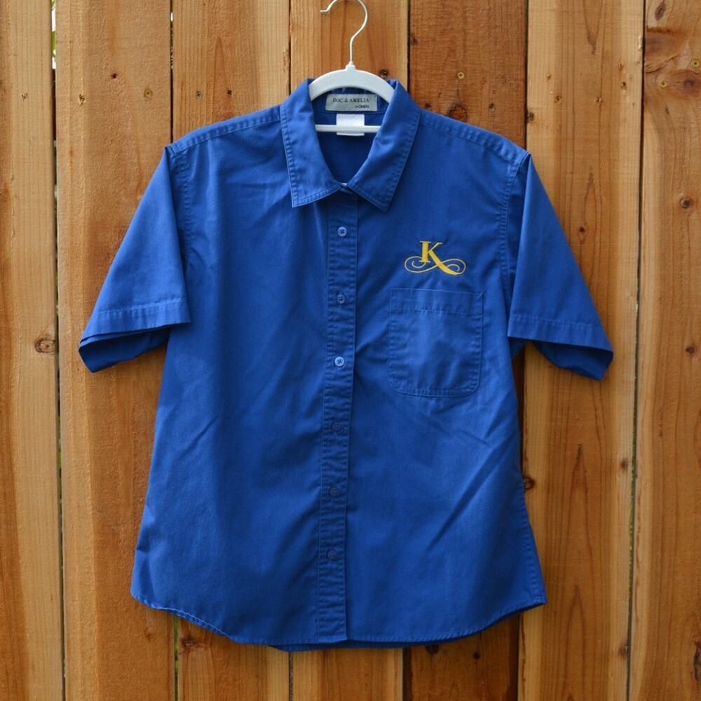 Vintage 1990s Doc & Amelia "K" Initial Blue Work Shirt